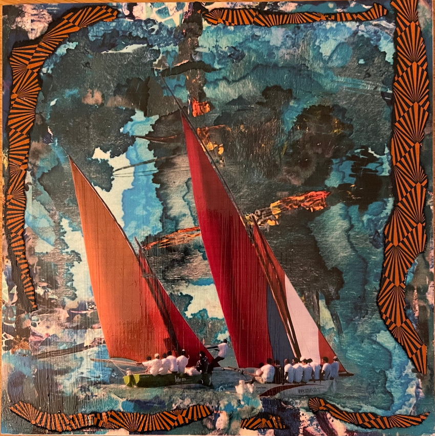 collage mix media Boat 1